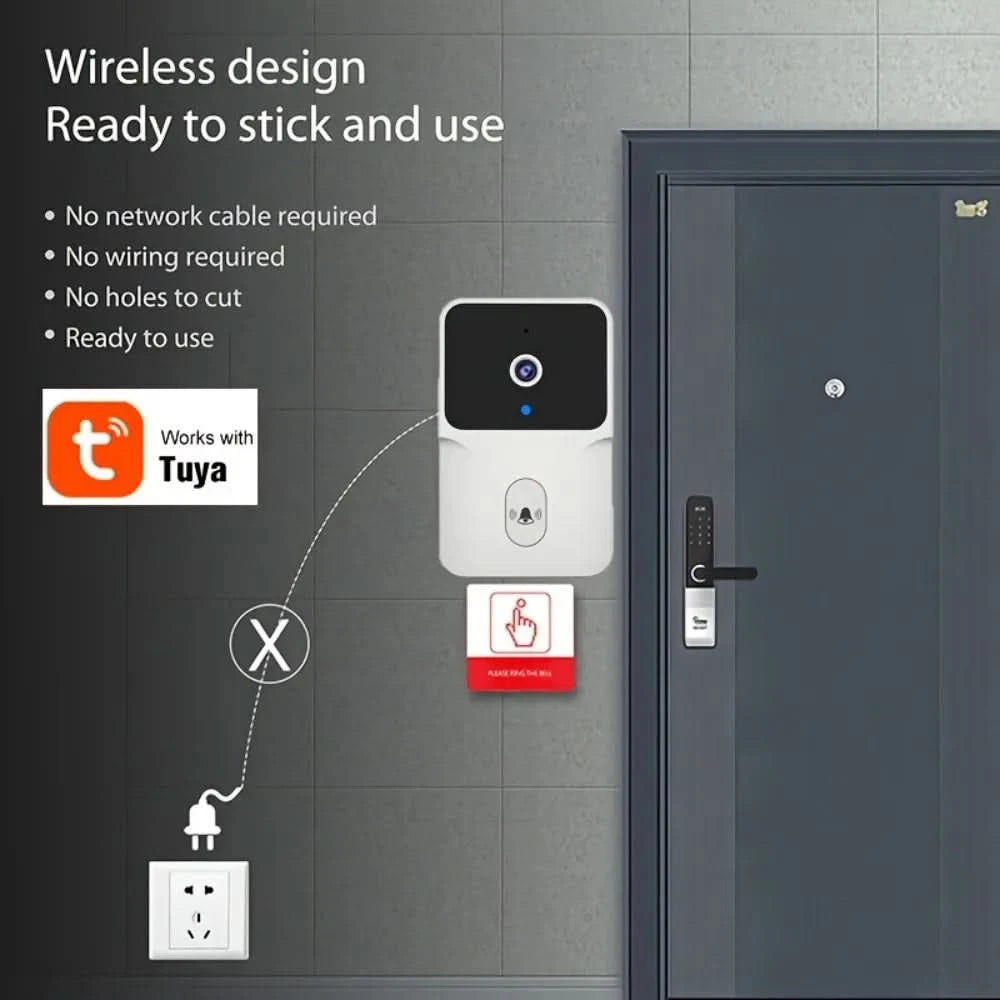 Tuya Smart Video Doorbell Camera HD Wireless doorbell for Home Security, Night Vision, Voice Change, 2-Way Audio, Waterproof - M & M Global
