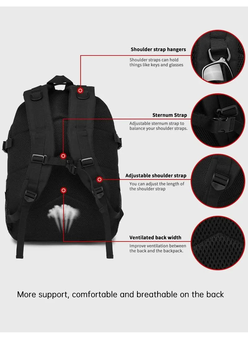 Men's Backpack Multifunctional Travel Backpack Large Capacity Outdoor Sports Bag Adjustable Strap/Zipper Bag Tactical Bag Men - M & M Global