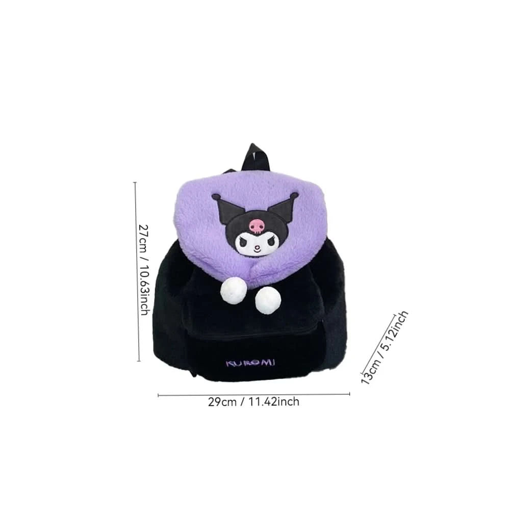 Sanrio Kuromi Melody Cartoon Cute Puppy Plush Flip Backpack Women's Casual Large Capacity Cute kawaii Cartoon School Bag Mochila - M & M Global