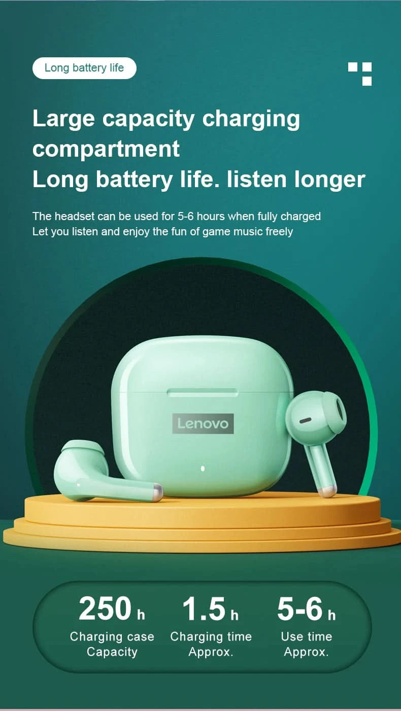 Original Lenovo LP40 Pro Earphones Wireless Bluetooth 5.1 Sport Noise Reduction Headphones Touch Control 250mAH 2022 New Lp40pro - M & M Global