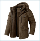 LZLLTT Men Winter Warm Parkas Mens Fleece  Jacket Parkas Men Casual Cotton Outdoor Fur Trench Padded Jackets Coats