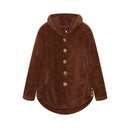Fashion Trend Autumn and Winter Press-pleated Printed Turn-collar Long-sleeved Shirt Two-piece Furry Coat