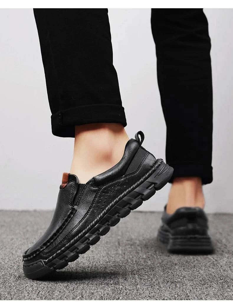 2024 Retro Loafer Genuine Split Leather Classic Shoes Sewing Comfortable Men Casual Slip-on Club Party Shoe Spring Summer - M & M Global