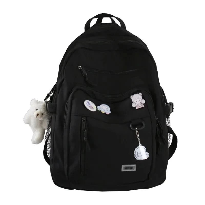 Fashion Big Student Backpack NEW Badge Rucksack Girls School Bag High Capacity Women Backpack Female Cute Leisure Travel Mochila - M & M Global