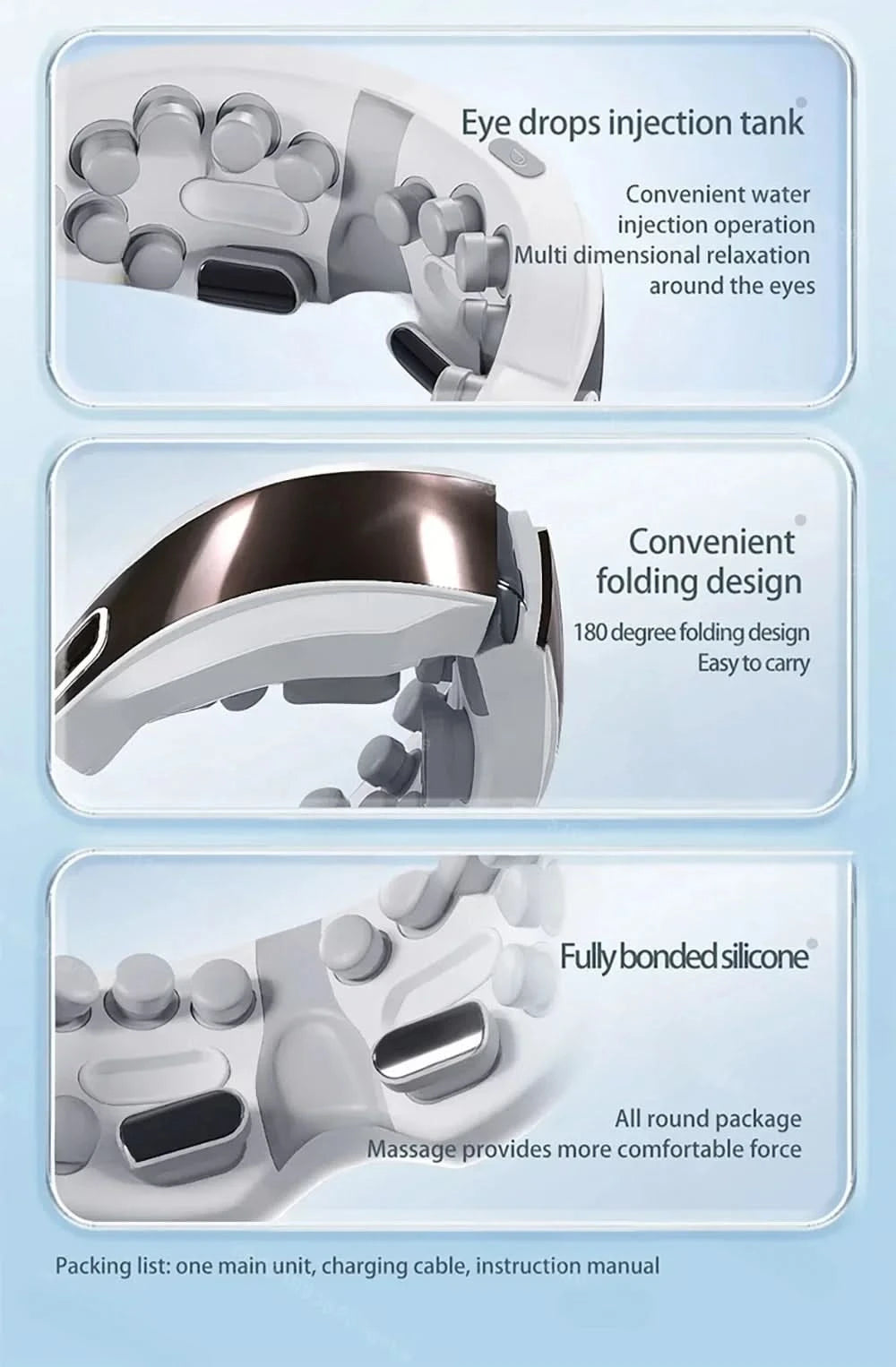 Steam Eye Massager Warm Spa Eye Steamer Acupressure Therapy Kneading Massage Eyes Bluetooth Relieve Eye Fatigue Massage Relax - M & M Global