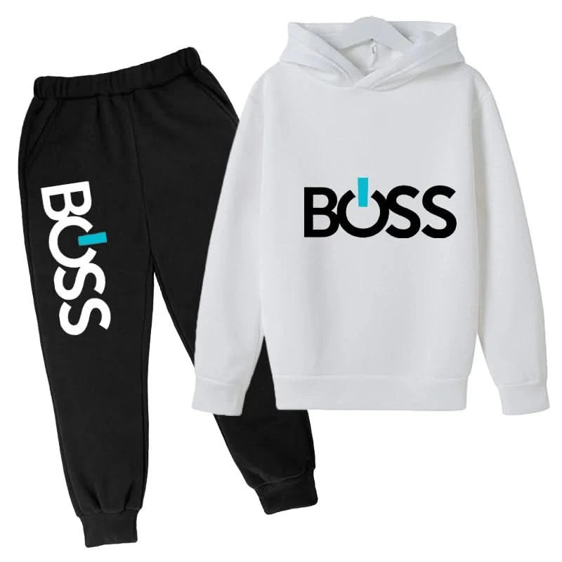 Spring Autumn Boys Girls Casual Fashion Print Pullover Long Sleeve Hoodie Tops+Pants Tracksuit 4-14 Years Children's Clothes - M & M Global