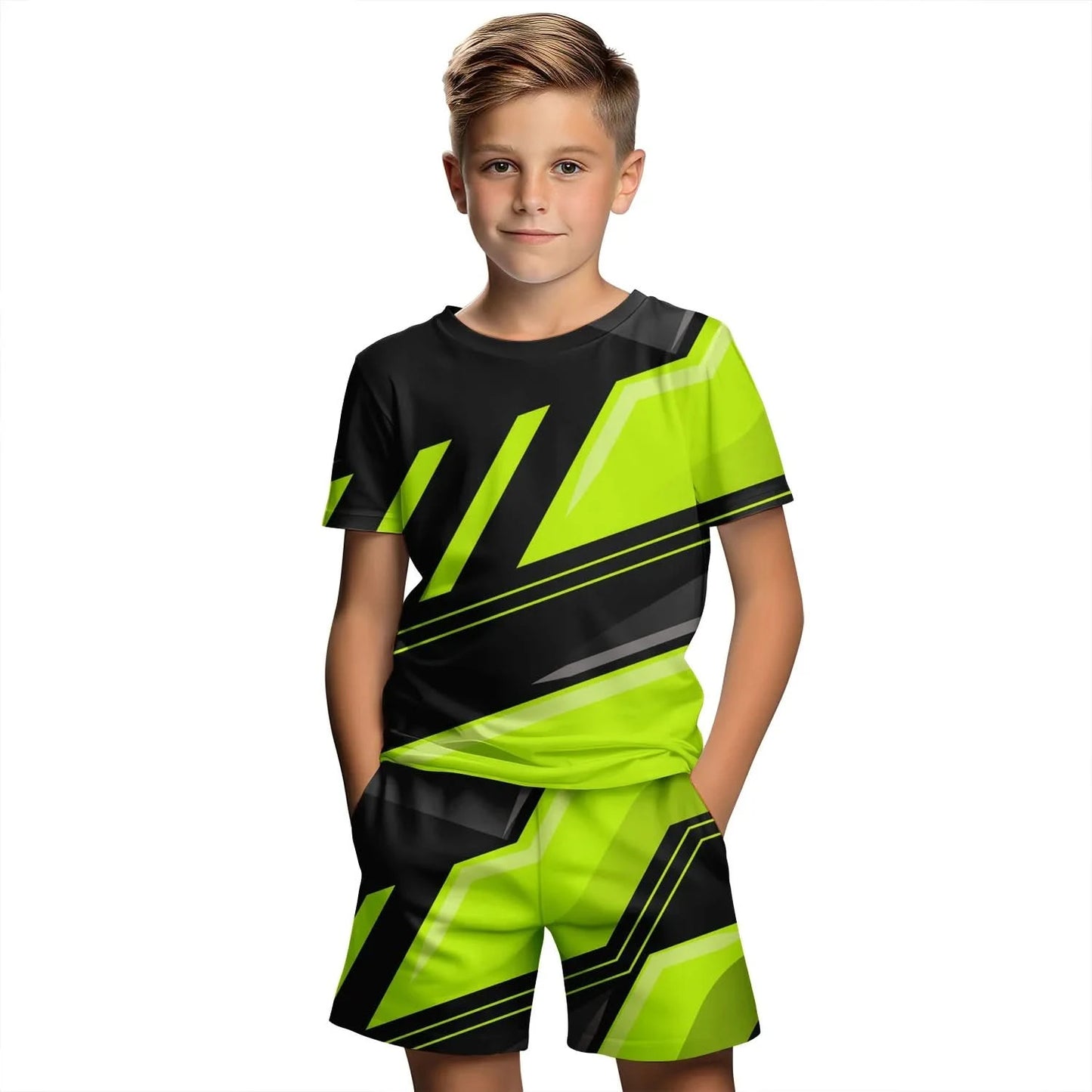 Children's Clothing Suit For Boy Summer Short Sleeve T-Shirt Set Shorts Child Clothing 3D Print Casual Boy Girl Children's Sets - M & M Global