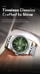 POEDAGAR Fashion High Quality Men Clock Waterproof Date Week Watch For Man Stainless Steel Luxury Quartz Men's Watches Reloj+Box