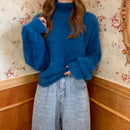 2025 Winter Imitate Mink Wool Hot Fleecing Female Turtleneck Elastic Casual Sweater Women Knitted Tops Pullovers Soft  Warm