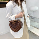 Luxury Quilted Handle Women PU Leather Shoulder Bag Fashion Heart Solid Color Crossbody Bag - M & M Global