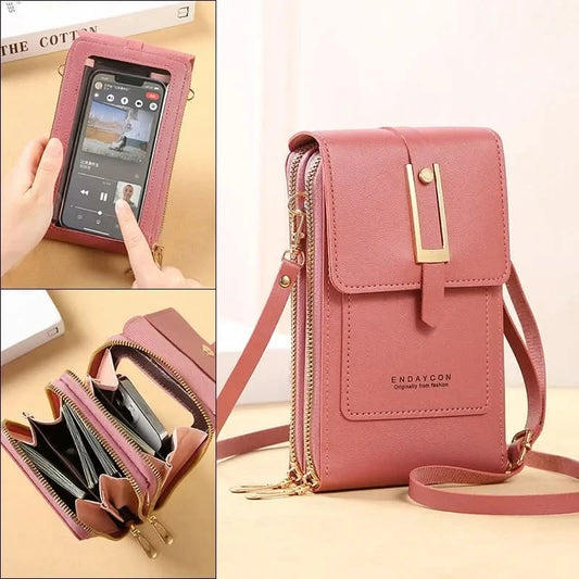 Touch Screen Cell Phone Messenger Bags Women Purse and Handbag Mini Shoulder Bag Pink Small Hand Bag Crossbody for Women  bolsos - M & M Global