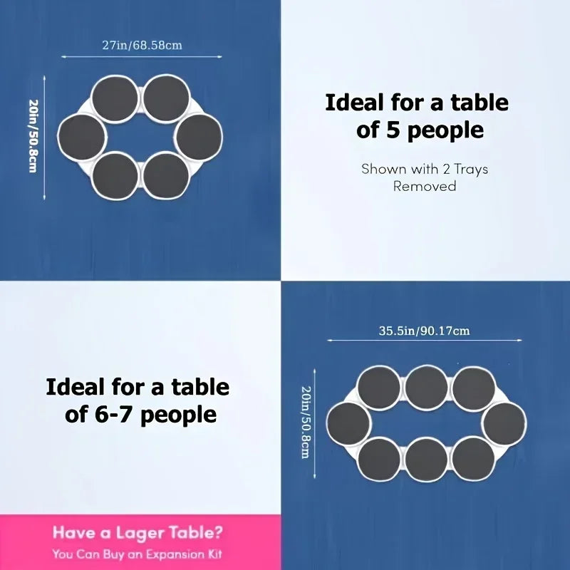 Kitchen Dining Table Turntable Kitchen Countertop Turntable 360 Degree Rotation Versatile Heat Resistant for Rectangular Table