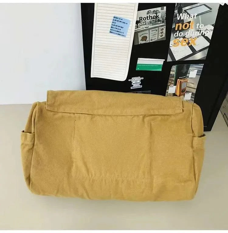 Casual Canvas Messenger Bag Versatile Flip Large Capacity Shoulder Book Bag For Student Adjustable Crossbody Bag For Men Women - M & M Global