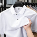 100% pure cotton boutique short sleeved high-end men's polo shirt summer high-quality solid color topsbusiness casual T-shirt