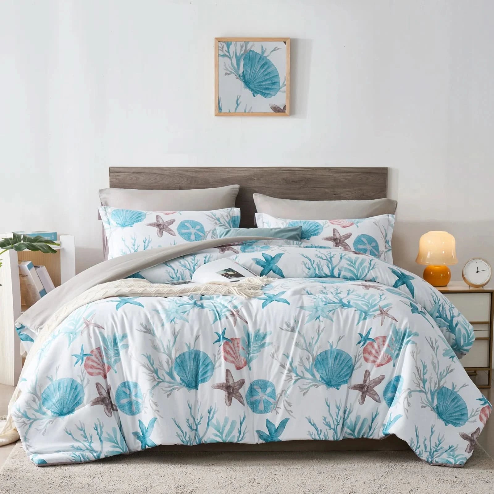 Bedding set with shell pattern in a bedroom setting
Microfiber Bedding Set, Queen Comforter Set, Lightweight Comforter, Pinch Pleat Bedding, Quilted Comforter, Solid Color Bedding, Soft Bedding Set, Elegant Bedding, All Season Comforter, Brushed Microfiber, Modern Bedroom Decor, Gift Bedding Set, Fade Resistant Bedding, Cozy Bedding Set, Hotel Style Bedding, Bedroom Essentials, Bed Comforter with Pillowcases, Non-Toxic Bedding, Machine Washable Bedding, Minimalist Bedding
