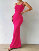 Slim Black Knitted LONG Dress Summer Solid Women Dress Ultimate Waist To Hip Ratio Sling Dress blue sexy pink casual outfit - M & M Global