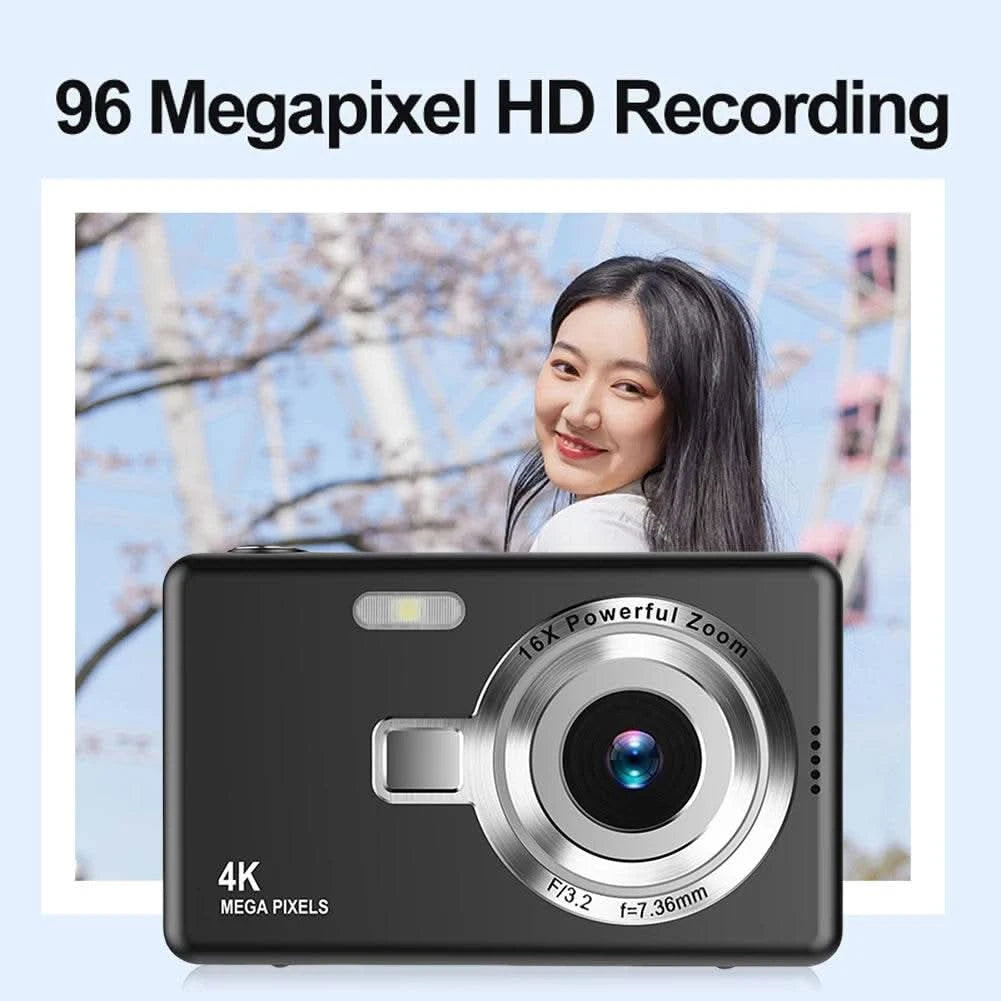 4K HD 1080P Video Camcorder 2.4 Inch IPS Screen Digital Camera 96MP Autofocus Vlogging Camera 16X Zoom for Kids Adults Beginners - M & M Global