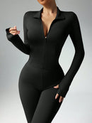 BWQ Women's Solid Color Long Sleeve & Long Pants Slim Fit Activewear Set