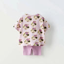 Disney Cartoon Girl Clothing Short Sleeve Suit Lovely Fashion Children's Loose Tees Tight Shorts Summer Kids Two Piece Set 9M-7Y - M & M Global