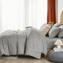 Tufted Boho Comforter Set - Farmhouse Shabby Chic Embroidery Bed Set, Soft Jacquard Comforter, Queen, King