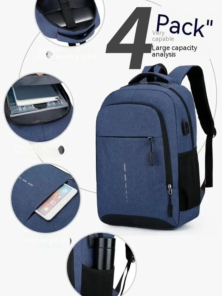 Mens BackPack LargeCapacity Simple Fashion Travel Female Student ComputerBag - M & M Global