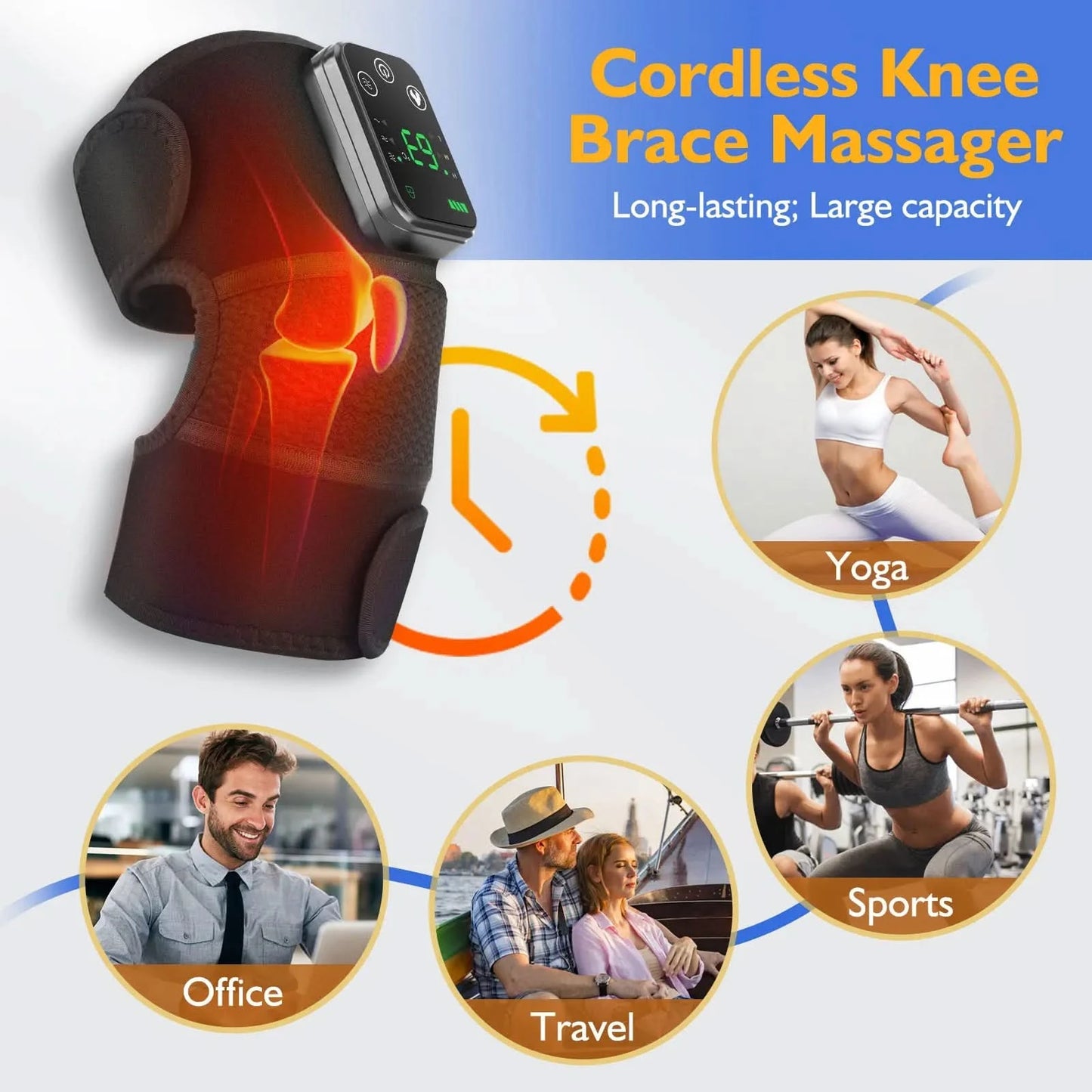 Knee Heating Massager Joint Physiotherapy Quick Effect Electric Pain Relief Hot Compress Vibration Massage Rechargeable Gift - M & M Global