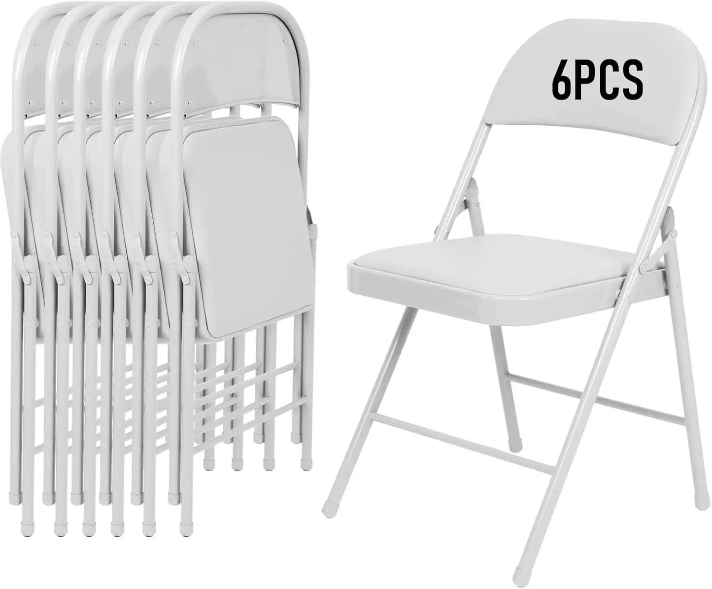 6 Pack Folding Chairs, Fabric Dining Chair Set with Padded Cushion, Indoor Outdoor Folding Chairs Seat for Home Office Events