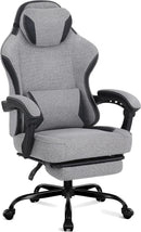 Gaming Chair,Computer Chair Fabric with Pocket Spring Cushion, Office Chair with Footrest and Massage Lumbar Support, Reclining