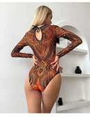 2025 Fashion Sexy Swimsuit 3d Digital Printing Women's Swimsuit Bikini Suit Long Sleeve Sun Protection Surfing Swimsuit Bathing - M & M Global