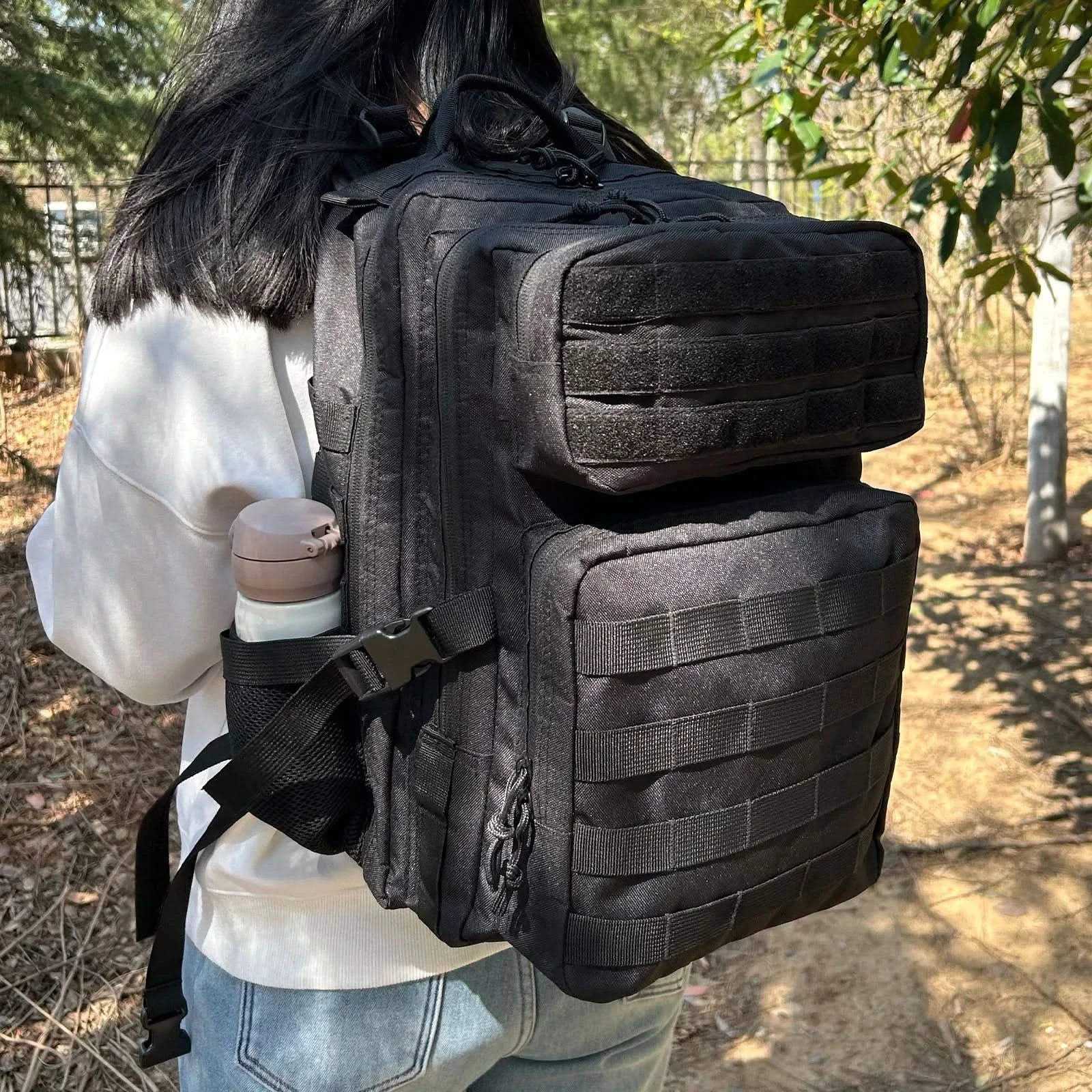 SYZM 35L/50L Tactical Backpack Hiking Rucksack MOLLE Backpack for Men Women Outdoor Fishing Camping Bag with Bottle Holder - M & M Global