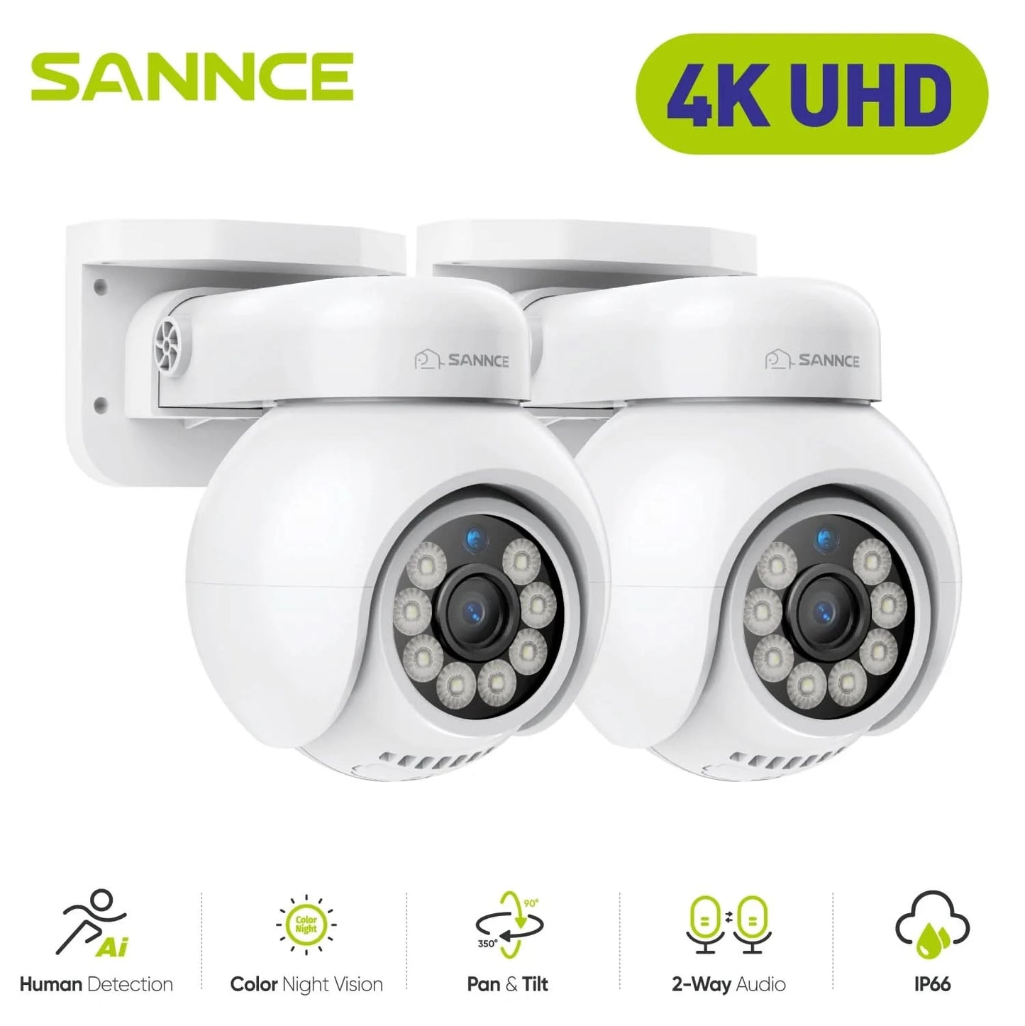 Sannce 4K POE Camera H.265 Human Detection Smart Tracking Full color Onvif 8MP IP Security Camera Protect For Video Surveillance