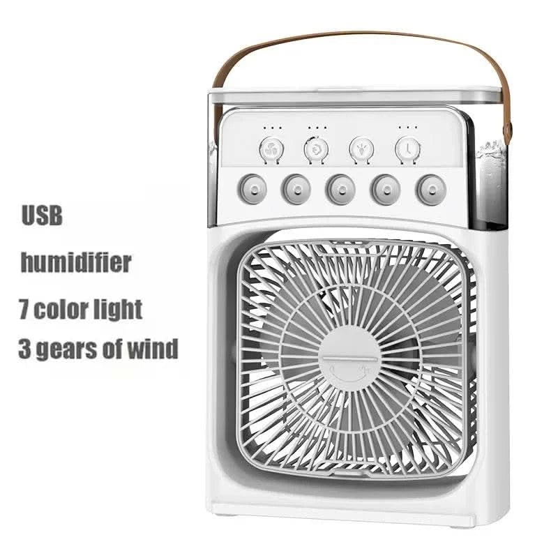 2025 New Three In One Household Air Conditioner Small Air Cooler Portable Smallfan Household Night Humidifier LED Nightlight Fan - M & M Global