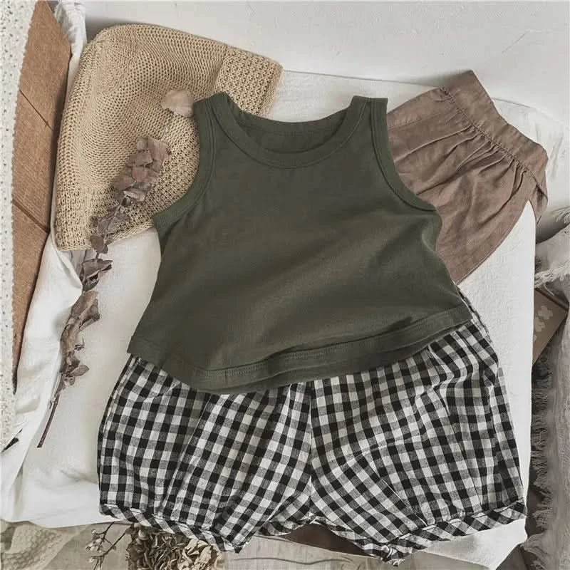 Korean Glutinous Kids Boys Tank Top Cotton Solid Round Collar Infant Babys Boy Vest Tees Thin Cool Sleeveless Tops For 1-6Y Boys - M & M Global