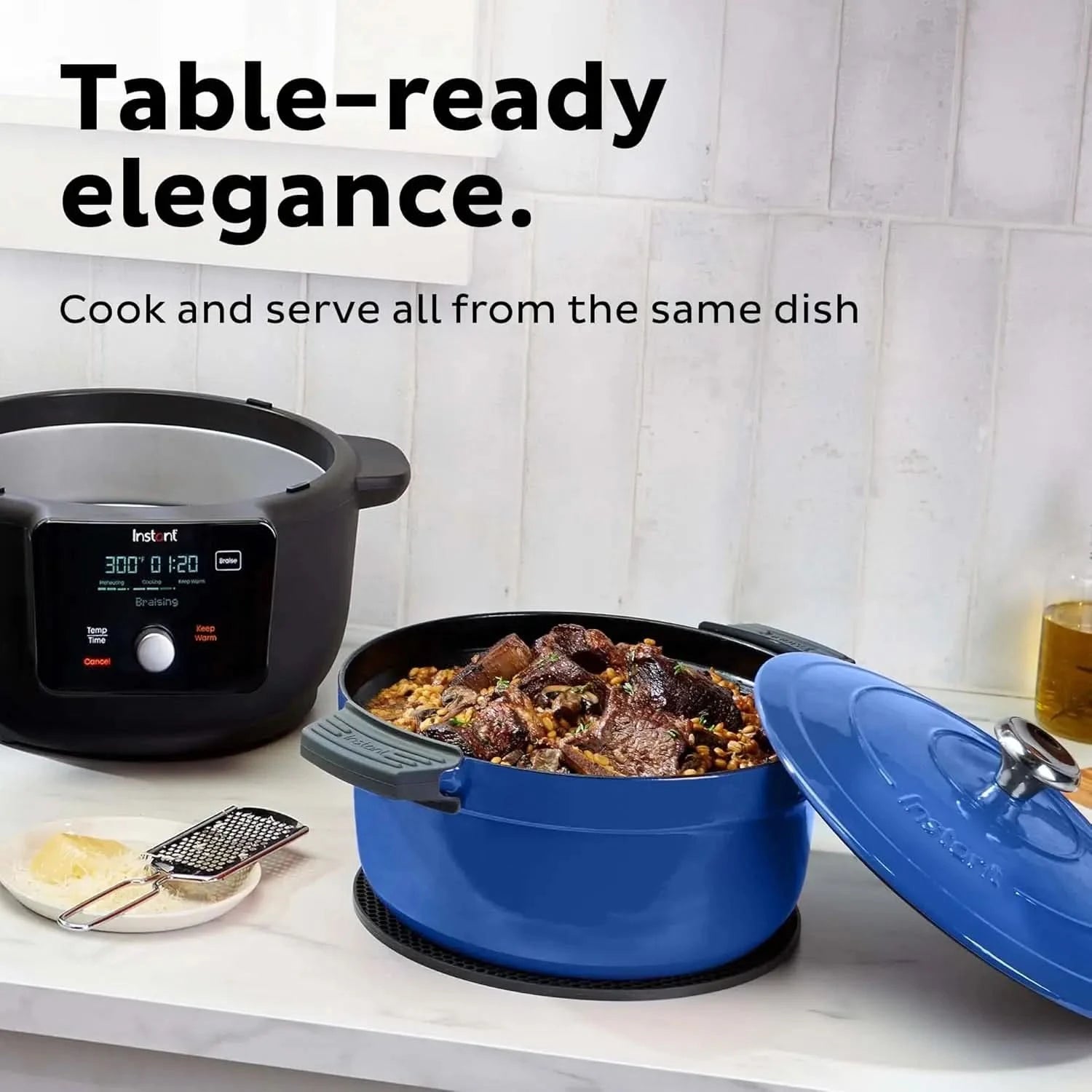 Instant Electric Round Dutch Oven, 6-Quart 1500W, From the Makers of , 5-in-1: Braise, Slow Cook, Sear/Sauté, Cooking Pan, Food - M & M Global