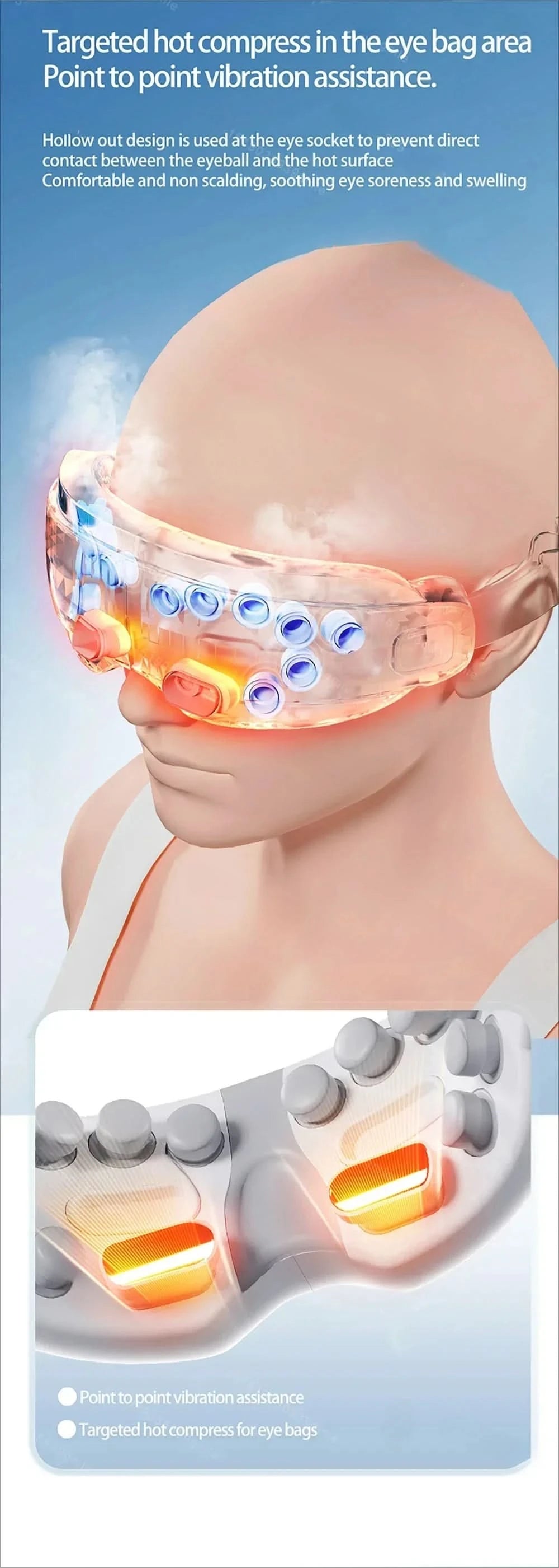 Steam Eye Massager Warm Spa Eye Steamer Acupressure Therapy Kneading Massage Eyes Bluetooth Relieve Eye Fatigue Massage Relax - M & M Global