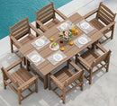 Outdoor HDPE Dining Table Set, 7-Piece Outdoor Dining Table Sets with Umbrella Hole Cut-Out Table and 6 Chairs, Gray