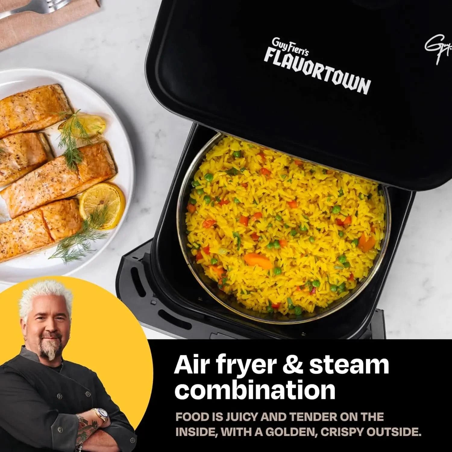 6.5 Quart Steam Air Fryer with Moisture Lock Technology – Programmable Steamer and Air Fryer Combination, Temperature Control, 1 - M & M Global