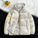 Men's Double-sided Popular Hooded Coat Clothing Hip-hop Winter Leather Coat with Letter Pattern Bubble Coat Large Size 8XL