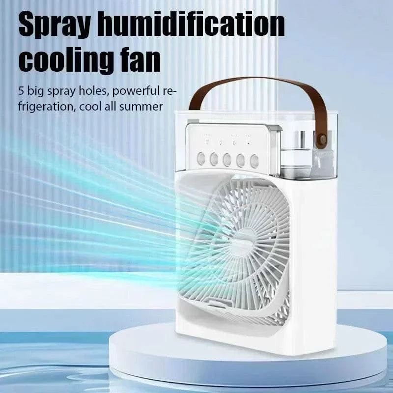 3 In 1 Fan AIr Conditioner Household Small Air Cooler LED Night Light Portable Humidifier Air Adjustment Fan Office Home Fan New - M & M Global