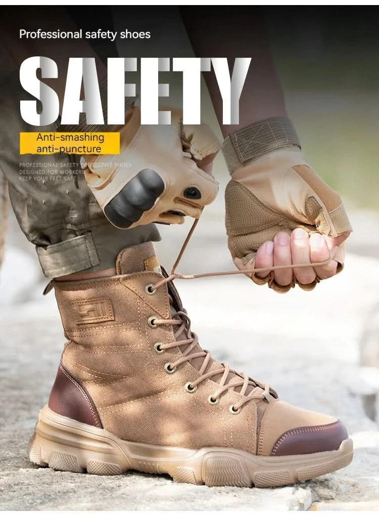 Men’s Industrial Safety Shoes Steel Toe Cap - Anti-Smash Anti-Punctur Outsole Outdoor Indestructible Construction Work Shoes