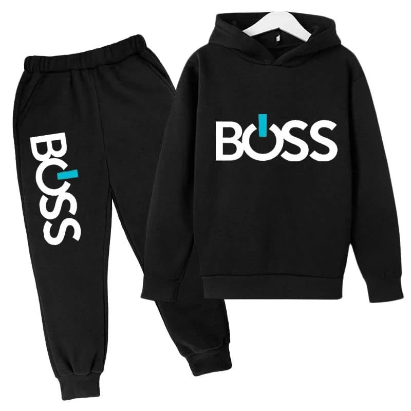 Spring Autumn Boys Girls Casual Fashion Print Pullover Long Sleeve Hoodie Tops+Pants Tracksuit 4-14 Years Children's Clothes - M & M Global