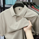 100% pure cotton boutique short sleeved high-end men's polo shirt summer high-quality solid color topsbusiness casual T-shirt