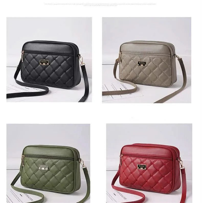 2025 Women's One Shoulder Small Square Handbag New Cross Border Foreign Trade Lingge PU Crossbody Versatile Small Messenger Bag - M & M Global