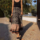boho print maxi skirt women fashion high waist 3D printting long dress casual loose summer high waist skirts for women 2024 - M & M Global