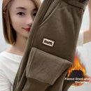 Lamb Fur Women's Winter High Waist Thickened Sweatpants Warm Slimming Casual Carrot Pants Comfortable Fit Long Trousers