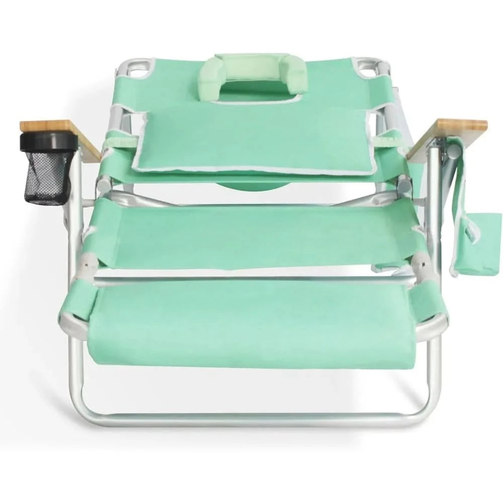 Ostrich Deluxe 3N1 Padded Beach Chair w/ Face Cushion & Arm Holes, Teal - Lightweight Folding Recliner w/ Adjustable Backrest