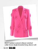 DEAT Fashion Orange Imitation Fox Fur Grass Coat Women's Round Neck Plush Thick Jacket Winter New 7A1578