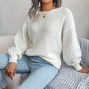 Women Casual Lantern Long Sleeve Knitted Pullovers and Sweaters Autumn Winter 2025