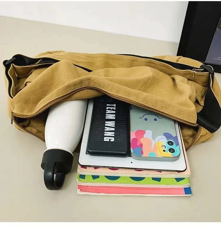 Casual Canvas Messenger Bag Versatile Flip Large Capacity Shoulder Book Bag For Student Adjustable Crossbody Bag For Men Women - M & M Global