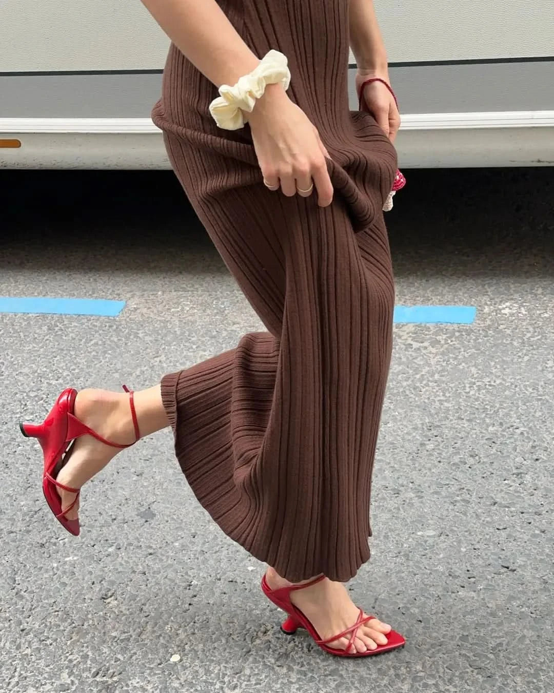 Tossy Sleeveless Knitwear Turtleneck Long Dress Female Slim Elegant Fashion Autumn 2023 Ribbed Knit Dress For Women Maxi Dress - M & M Global